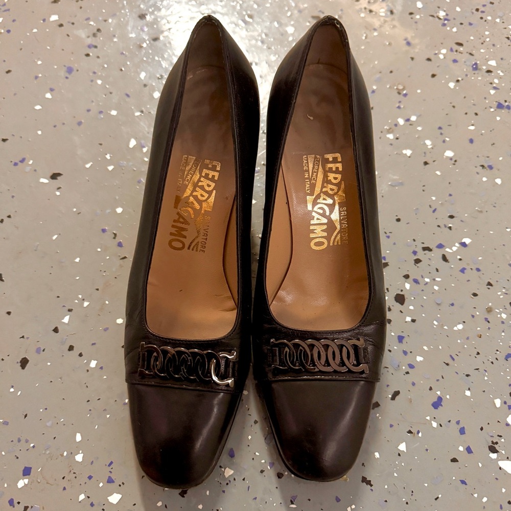 Salvatore Ferragamo Black Leather Heels